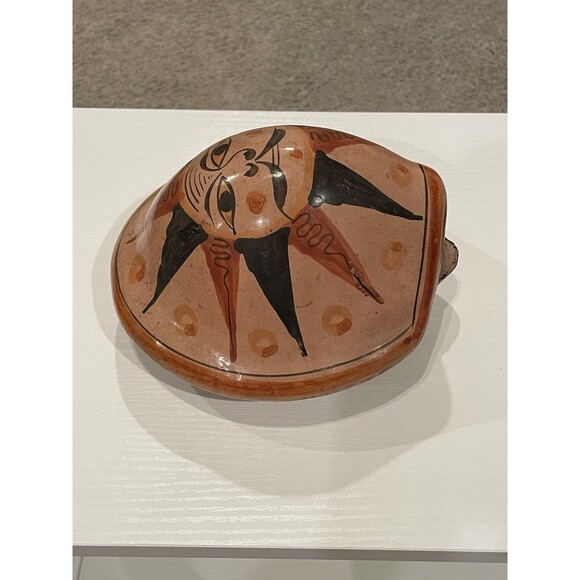 Vintage‎ Hand Painted Pottery Bowl Sun Face Folk Art Decor - Picture 2 of 6